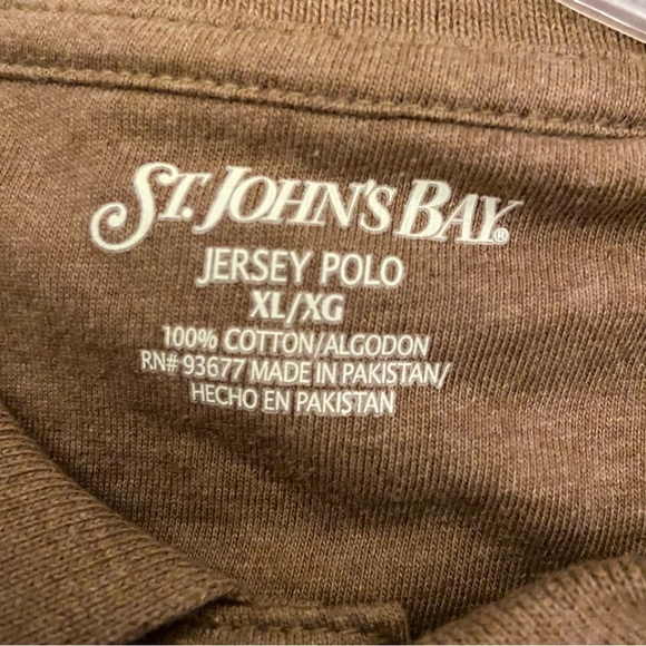 St. John Bay Jersey Polo X Large Short Sleeves Pullover Button Shirt in Brown - Picture 3 of 4